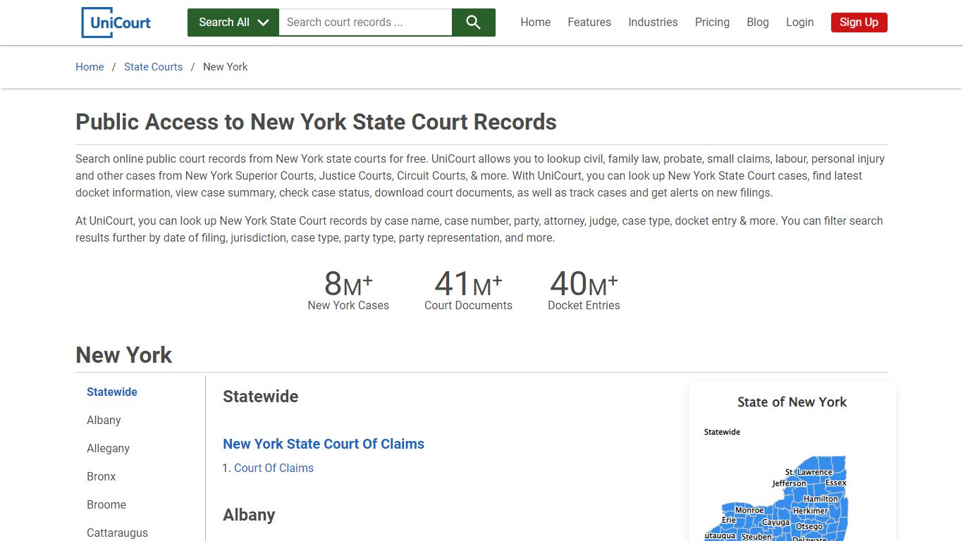 New York State Court Records - UniCourt